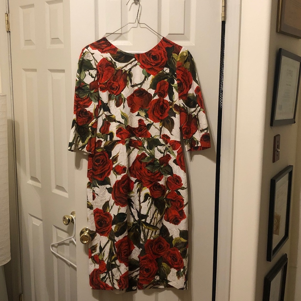 Dolce & Gabbana Women Short Satin Dress With Rose Print